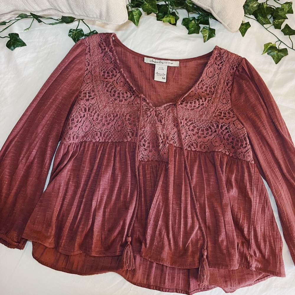 Cute Flowy Maroon Top